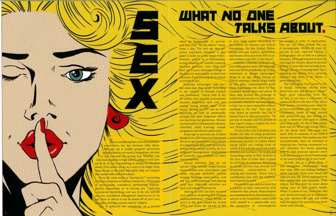 "Sex: What No One Talks About" feature illustration by Hope Wall. Second place, Use of Information Graphics and Graphic Illustration.