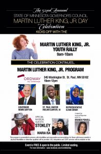 Minnesota MLK Jr. Day Celebration 2018 Flyer Back