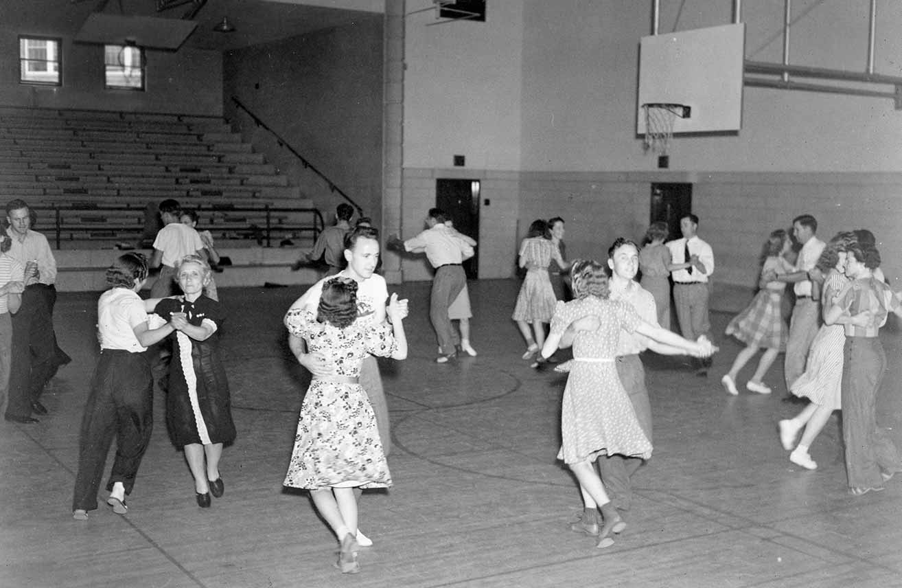 Dance in the gymnasium, 1940s.