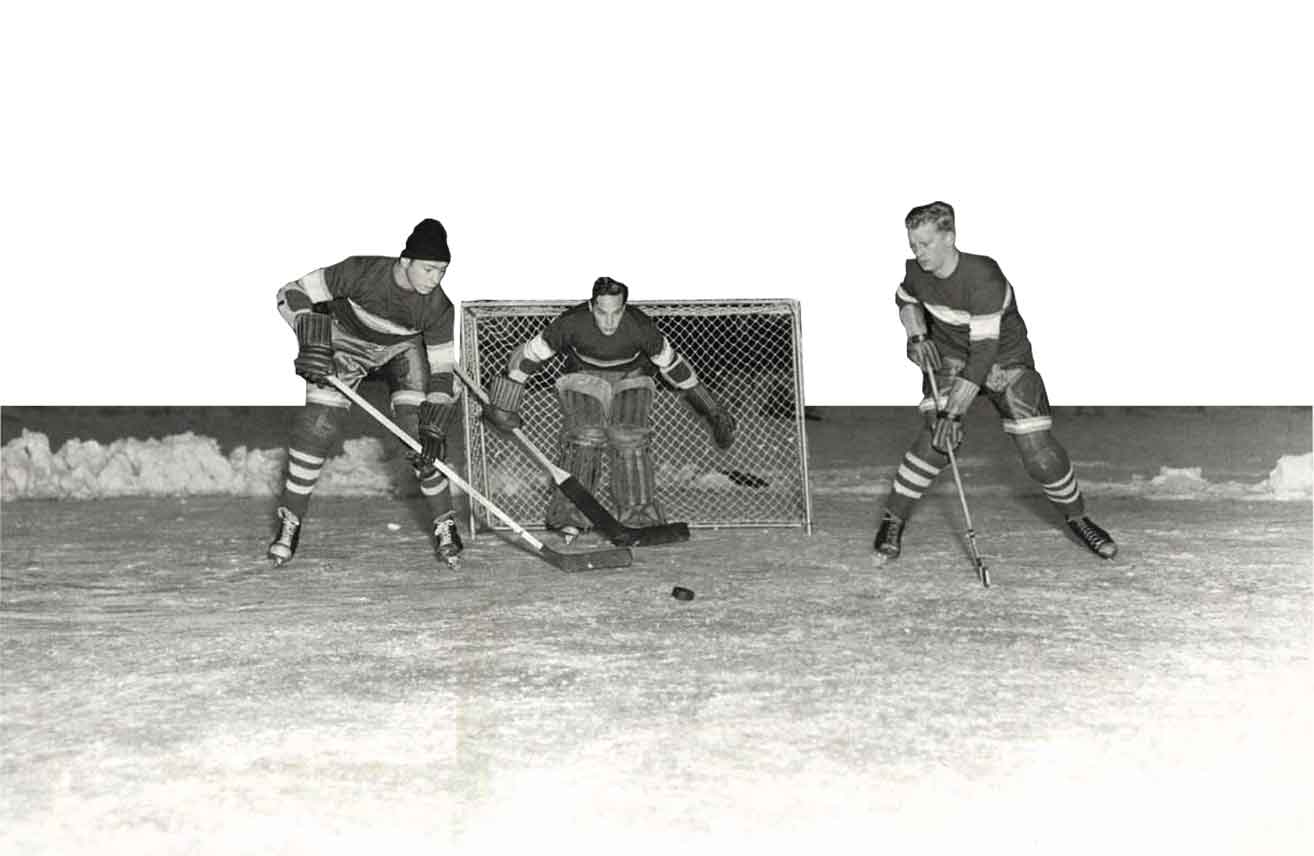 Hockey on Lake Bemidji, 1948.