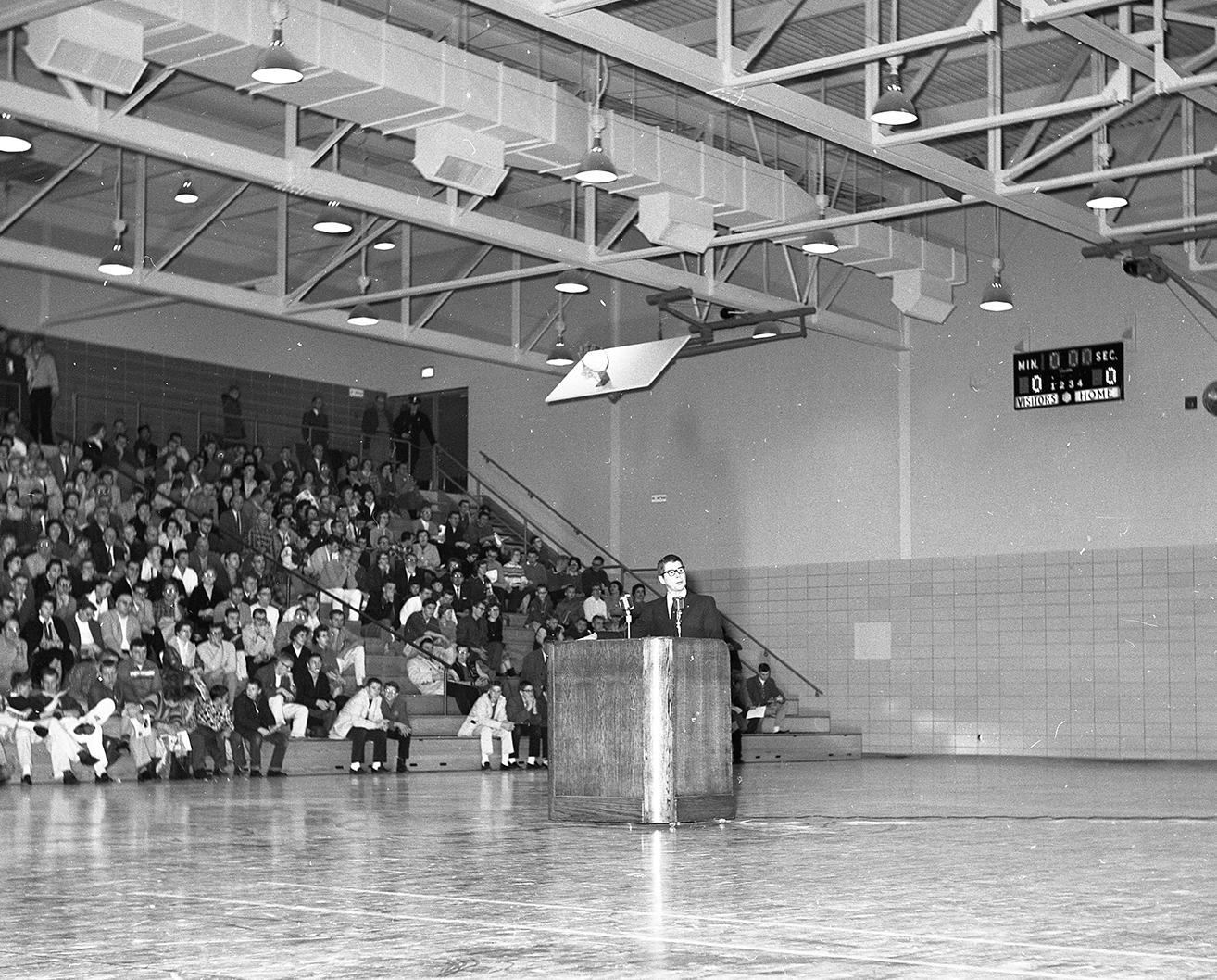 Governor Orville Freeman speaks at Bemidji State, 1959