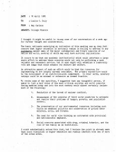 Dr. Raymond Carlson's 1986 memo to BSU President Les Duly
