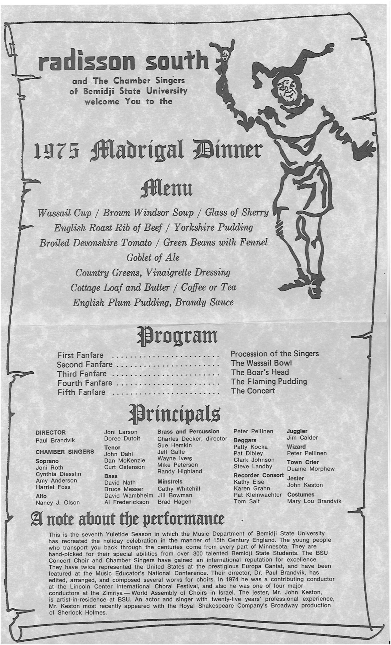 Seventh Annual Madrigal Dinner poster, 1975.