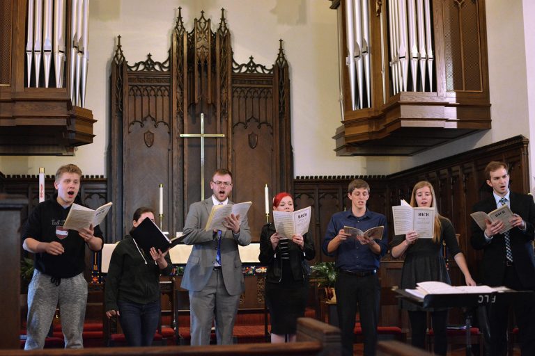 BSU Chamber Singers rehearse at First Lutheran Church