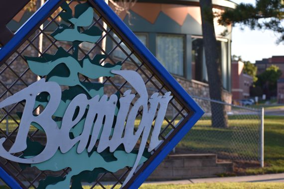 Bemidji parks logo with American Indian Resource Center in the background