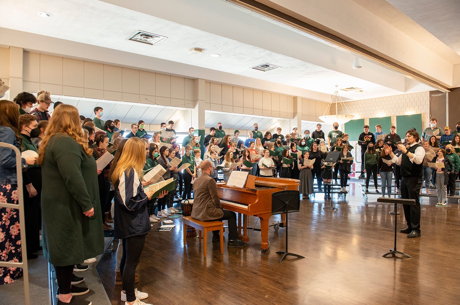 Bemidji State students led in choir and accompanied by a piano