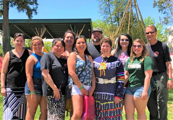 Group of native american BSU nursing students standing outside in the sun