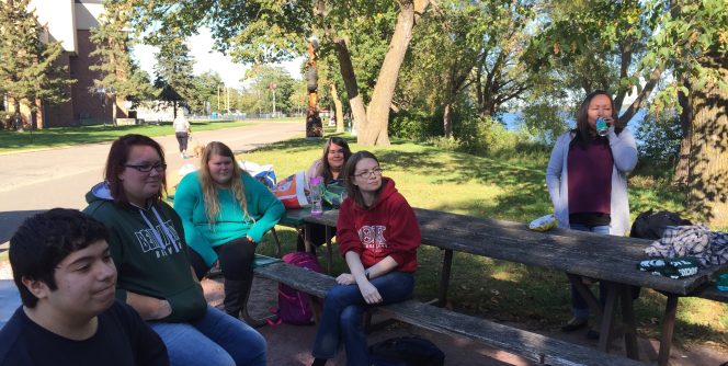 Sociology Students around a picnic table