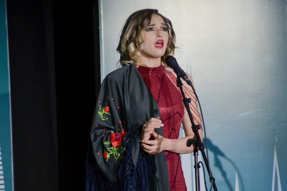 Female opera singer performing in Bemidji State's 2022 Opera Night Gala