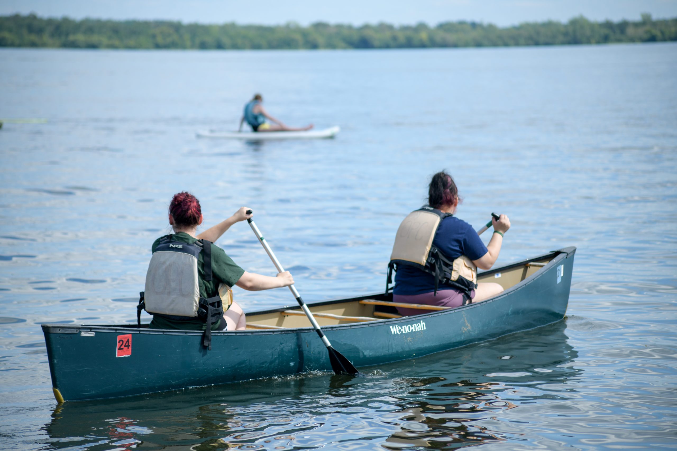 Two people in a canoe on Lake Bemidji