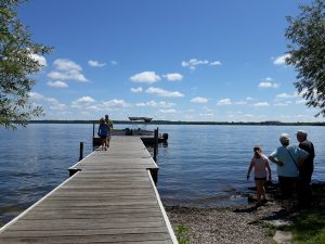 People on a dock at Lake Bemidji