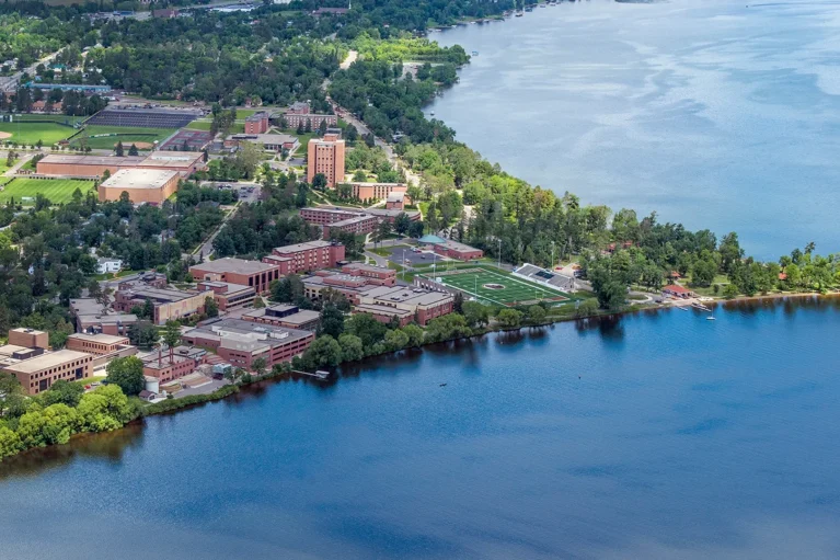 Bemidji State aerial with campus and lake