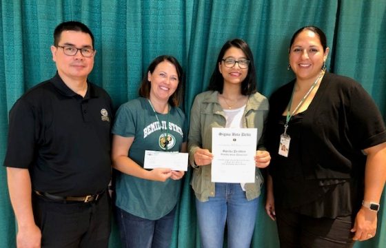Spriha Pradhan, receiving the Association of College Honors Societies Accreditation Council for Business Schools and Programs (ACBSP) Region 4 2018 Sigma Beta Delta Fellowship Scholarship.