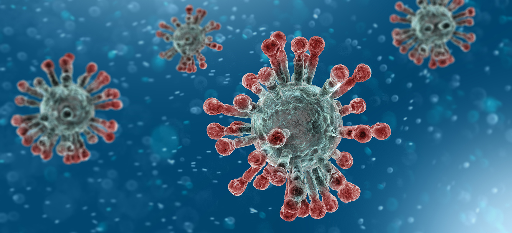 Microscopic view of Coronavirus, a pathogen that attacks the respiratory tract. Analysis and test, experimentation. Sars. 3d render