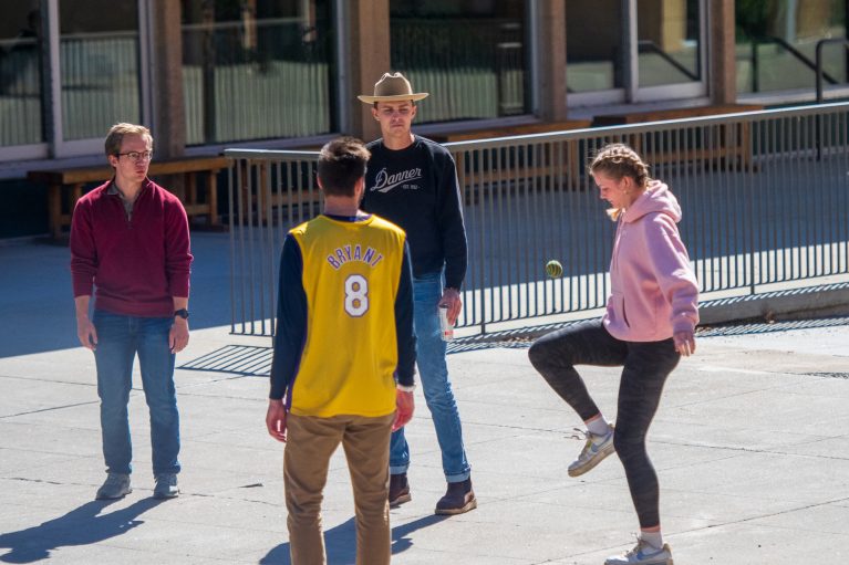 Students Playing Hacky Sack