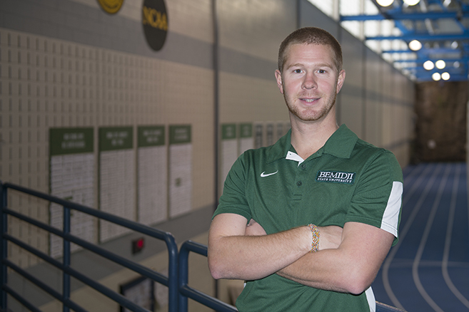 New BSU track and cross country coach Kevin Kean in the Gillett Recreation-Fitness Center.