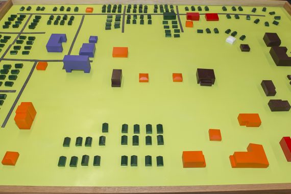 TAD School Builds Modular City to Help Criminal Justice Plan Response Situations Criminal justice's modular city, built by students in BSU's TAD School.