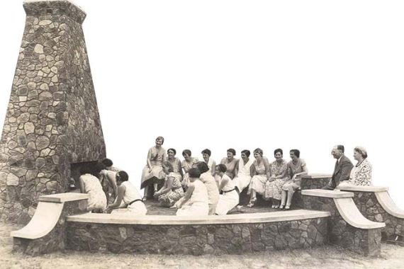 Dedication of the outdoor fireplace on June 6, 1932.