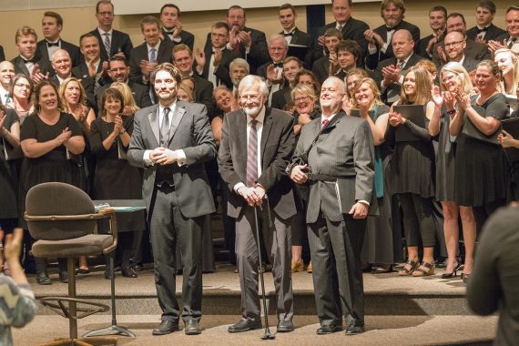 Gallery: 2017 Homecoming—Bemidji Choir 80th Anniversary Concert Drs. Dwight Jilek and Paul Brandvik and Mark Carlson at the concert's conclusion.