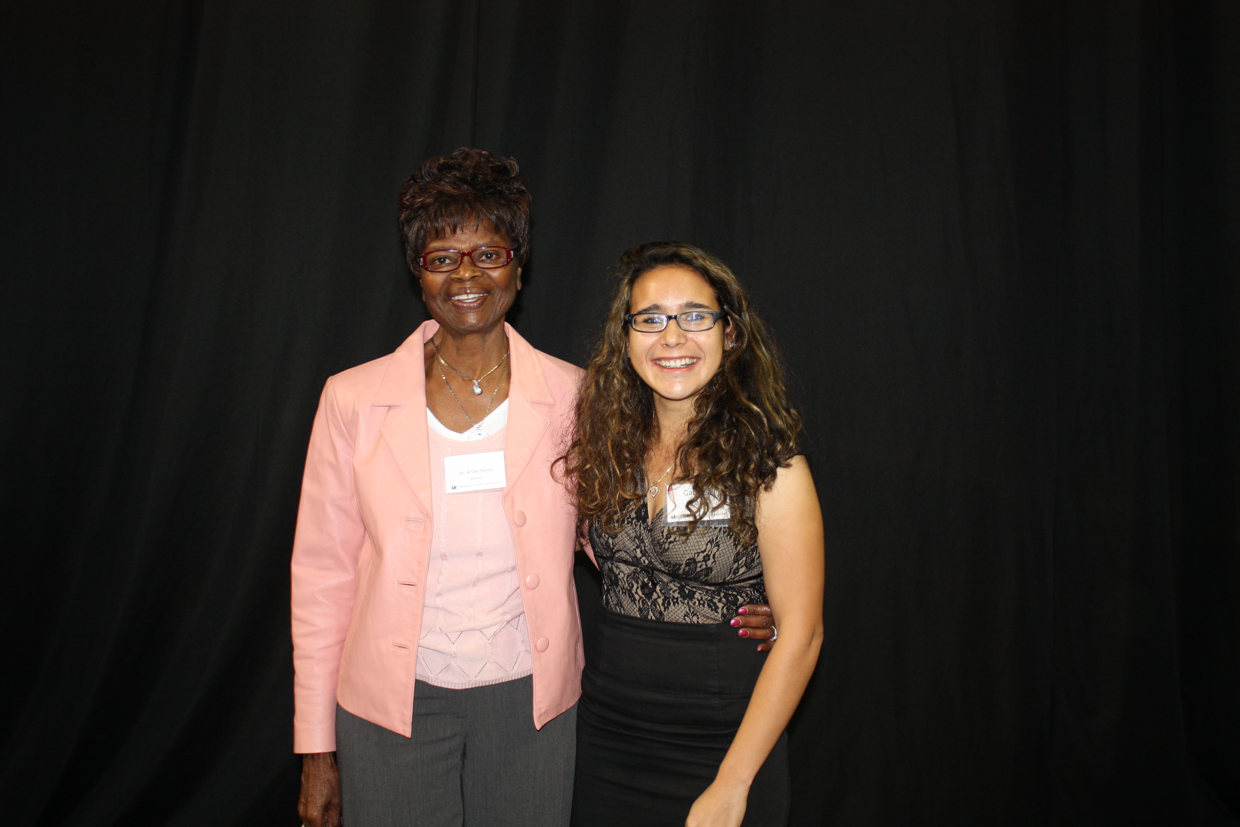 Gabriela Lara, a senior from Otsego majoring in science education, is pictured with BSU professor emeritus Annie Henry, who endowed one of the scholarships Gabriela is receiving this year.