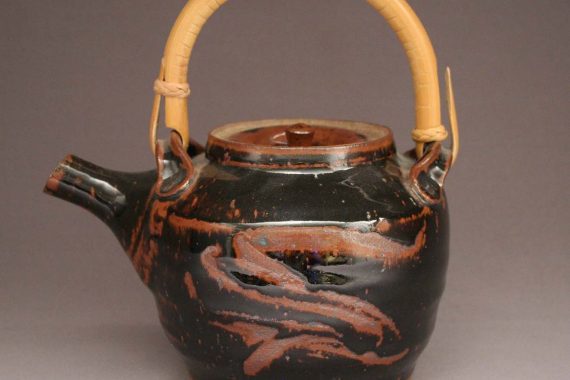 Warren Mackenzie&mdash;stoneware and cane teapot