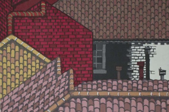 Junichiro Sekino, "Rooftops of Venice," woodcut