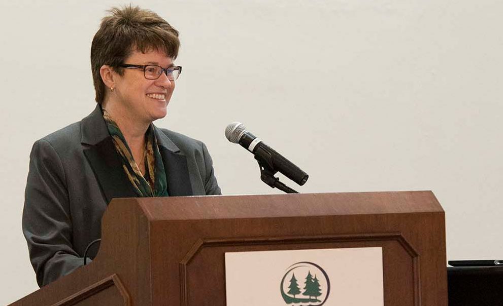 BSU President Faith C. Hensrud at 2018 Spring Faculty & Staff Startup Breakfast