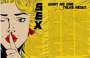 "Sex: What No One Talks About" feature illustration by Hope Wall. Second place, Use of Information Graphics and Graphic Illustration.