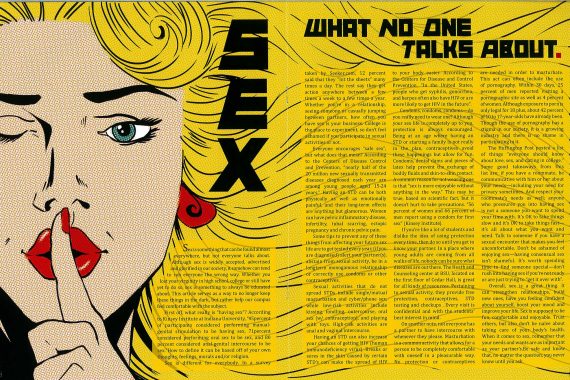 "Sex: What No One Talks About" feature illustration by Hope Wall. Second place, Use of Information Graphics and Graphic Illustration.
