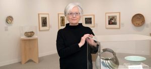 Laura Goliaszewski, BSU gallery director and collections manager, stands in the BSU Harlow | Kleven Gallery in the new Watermark Art Center in downtown Bemidji.