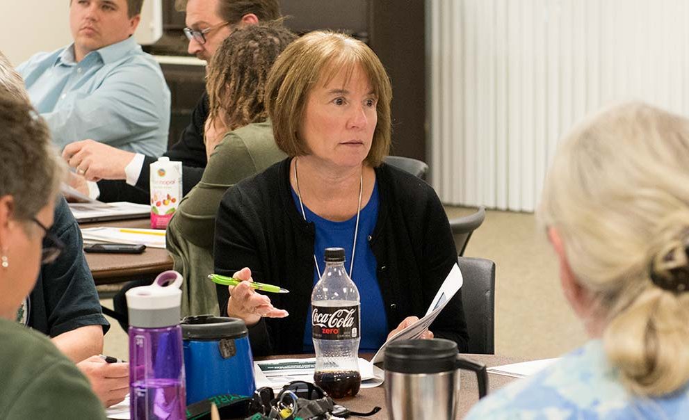 Karen Snorek, vice president of finance and administration, discusses BSU's draft strategic plan at a campus forum on Oct. 12.