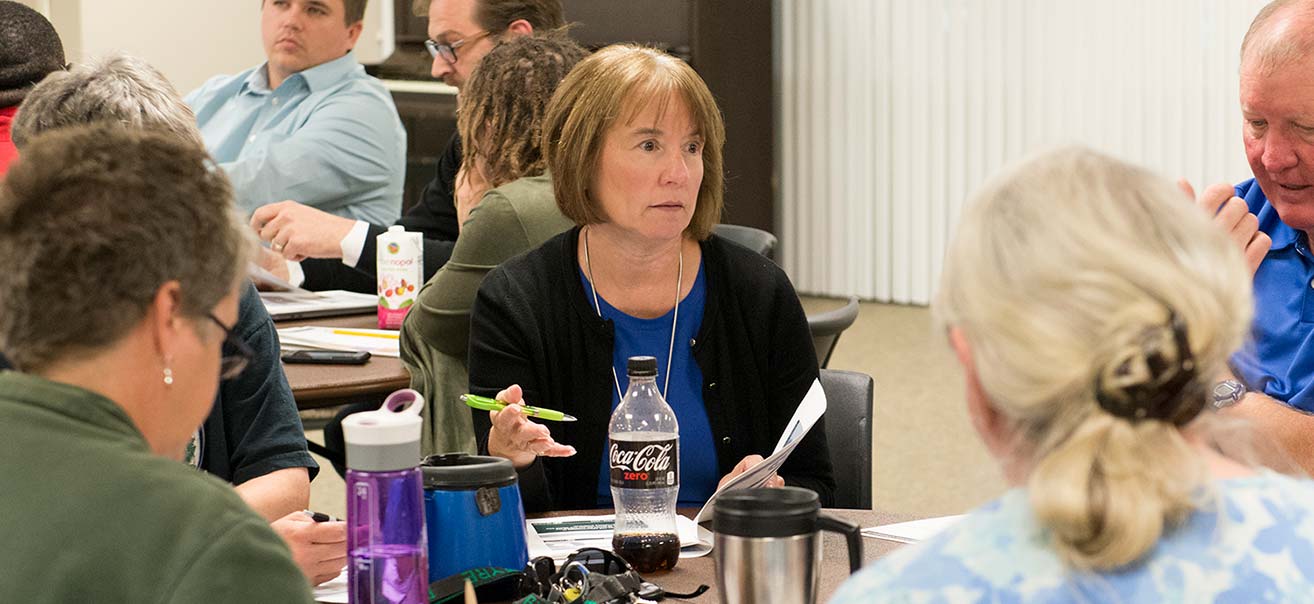 Karen Snorek, vice president of finance and administration, discusses BSU's draft strategic plan at a campus forum on Oct. 12.