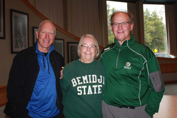 Col. Dan Rose '73 (left) with Marlene Bowen &rsquo;73 and Randy Bowen &rsquo;73 at the Football Reunion on Sept. 23 in the American Indian Resource Center.