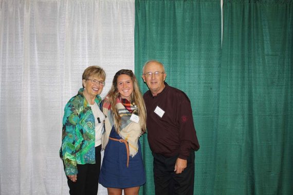 Dr. Tom and Sandy Richard pose with Hope Johnson, a recipient of their named scholarship for elementary education students, following the 2017 Scholarship Appreciation Breakfast Oct. 7 in the Bemidji Sanford Center. About 650 students, parents and donors attended.