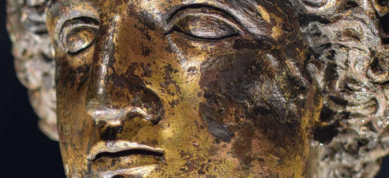 Sulis Minerva head on display at the Roman Baths in Bath, England
