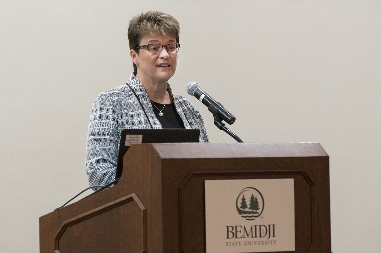 Bemidji State President Faith Hensrud was the Women United Tribute Award breakfast keynote speaker.