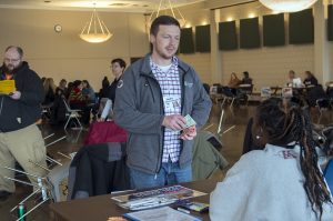 Assistance services and shelters were set up throughout the poverty simulation room.