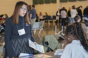 Assistance services and shelters were set up throughout the poverty simulation room.