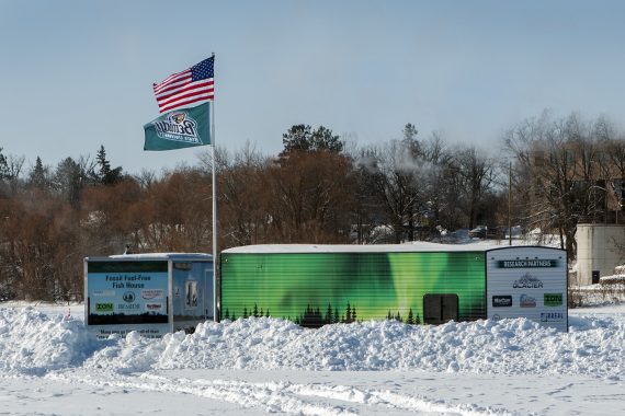 Bemidji State University's Fossil Fuel-Free Fish House and Hardwater Ice Lab provided shelter at the event.