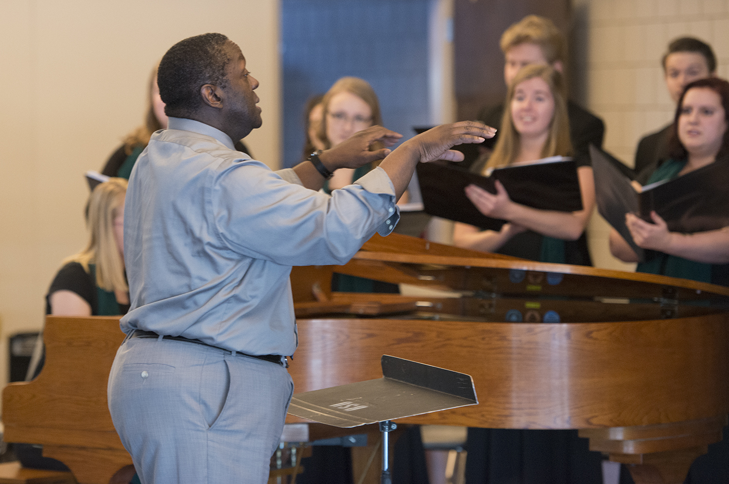 Dr. Jesse Grant, Associate Vice President of Student Life and Success, led the Bemidji Choir in "Life Every Voice and Sing."