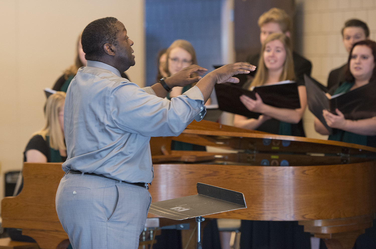 Dr. Jesse Grant, associate vice president of student life and success, led the Bemidji Choir in "Life Every Voice and Sing."