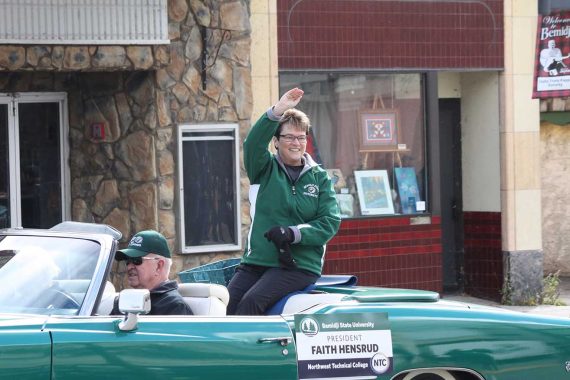 President Faith Hensrud in the 2018 Homecoming Parade.