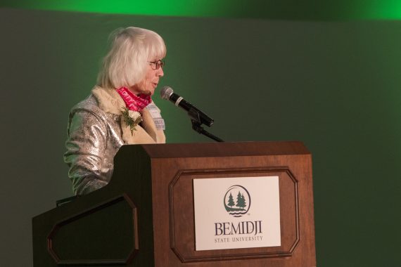 Inductee Muriel Gillman addresses the crowd