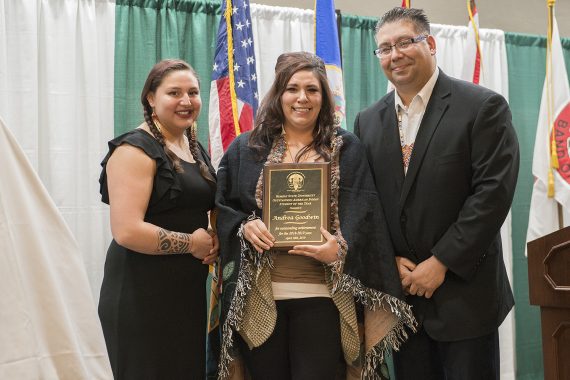 Nitaawichigewag Gikinoo’amaaganag, Congratulations! Andrea Goodwin, a senior from Red Lake, Minn. studying social work, was named the Outstanding American Indian Student of the Year.