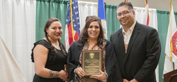 Andrea Goodwin, a senior from Red Lake, Minn. studying social work, was named the Outstanding American Indian Student of the Year.