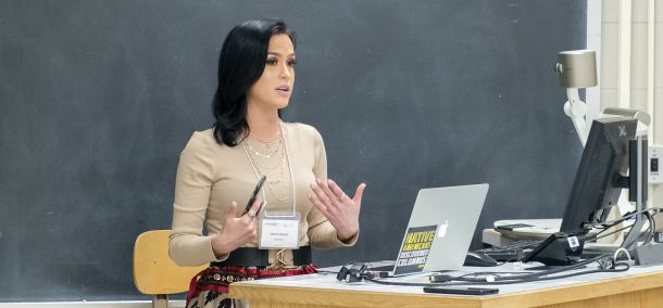 Serena Graves recently shared her knowledge of the Ojibwe language with others at the university’s 20th Annual Student Achievement Conference.
