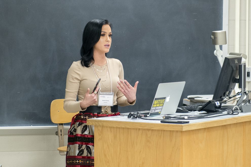 Serena Graves recently shared her knowledge of the Ojibwe language with others at the university’s 20th Annual Student Achievement Conference.