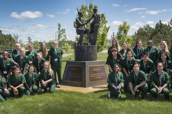 A group photo of students at Scrubs Camp.
