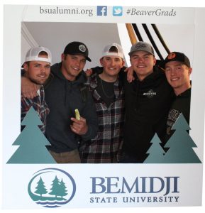 BSU Alumni posing in the sendoff frame