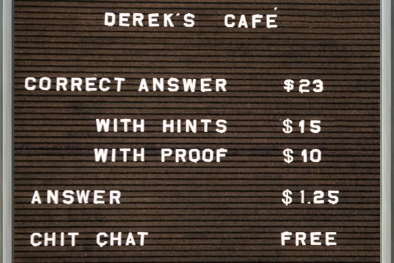 Derek's Cafe plaque